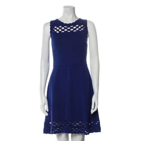 Milly Dresses & Skirts - Milly New York Royal Blue Laser Cut Out Dress Fit Flare Size P